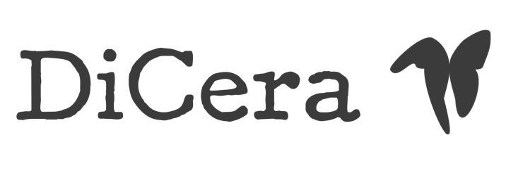 a palavra DiCera ao lado de uma borboleta preta